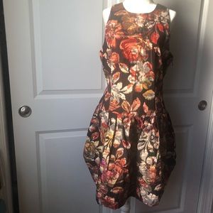 Anthro Floral Burnt Orange Dress